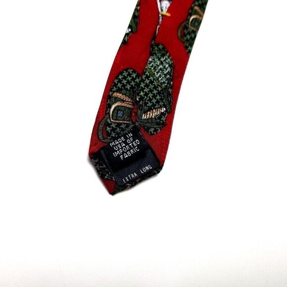 Repp Ltd Silk Tie Red Print Fishing‎ Long Wide - Picture 4 of 6